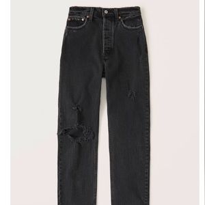 Abercrombie High Rise Dad Jean Black Distressed